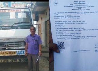 Lelaki di India disaman kerana tidak pakai topi keledar semasa memandu lori