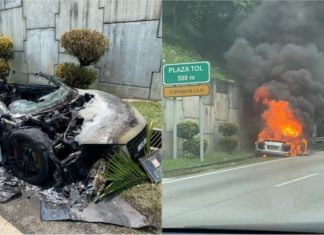 Pemandu selamat, Audi R8 terbakar dijilat api