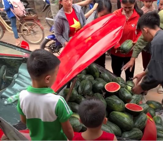 Lelaki ini selamba jual tembikai guna replika Ferrari 488 GTB