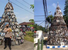 Polis Indonesia bina tugu guna beratus-ratus ekzos yang dirampas