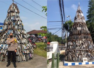 Polis Indonesia bina tugu guna beratus-ratus ekzos yang dirampas