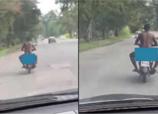 Lelaki selamba tunggang motosikal tanpa seurat benang