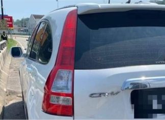 Dua beranak cemas, Honda CR-V dicuri ketika kemalangan