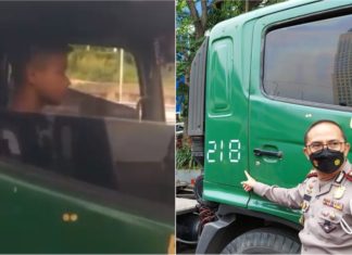 Kanak-kanak 12 tahun di Indonesia tular, selamba pandu treler