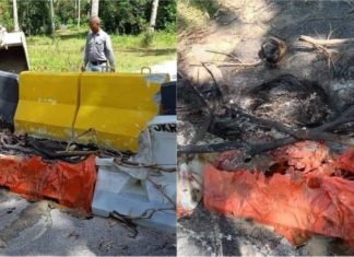 Penduduk kampung berang, bakar penghadang dan kawat duri SJR di ‘laluan tikus’
