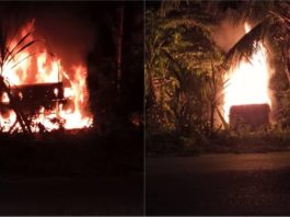 Proton Iswara Aeroback hangus terbakar gara-gara budak main mercun