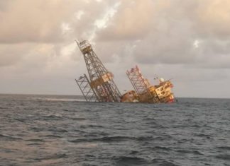 Pelantar minyak Naga 7 tenggelam, kesemua 101 kru selamat