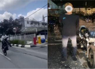 Penunggang Yamaha RX-Z beraya dengan aksi wheelie ditahan, motosikal disita