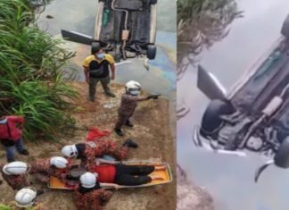 Pemandu terlelap kereta Proton Persona terjunam ke dalam sungai