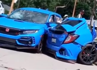 Honda Civic Type-R kemalangan sampai putus dua, semua penumpang selamat