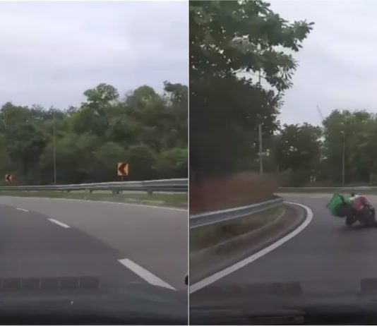Rider GrabFood syok ‘corner baring’ acah pelumba MotoGP, tak sedar dirakam!