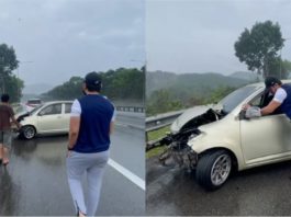 Hafiz Mahamad beri sumbangan, bantu pemandu Perodua Myvi terlibat kemalangan