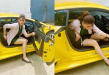 Terlalu tinggi ratu cantik India susah keluar masuk Lamborghini Huracan