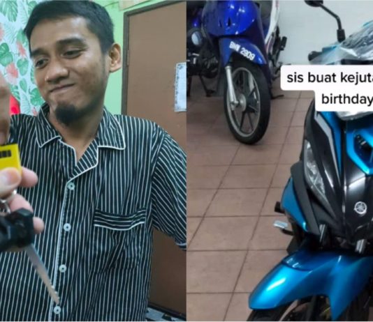 Motosikal suami sering rosak, wanita ini hadiahkan Yamaha 135LC