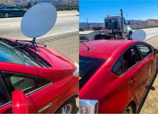 Pemandu Toyota Prius disaman pasang piring Starlink pada bonet depan untuk dapatkan internet