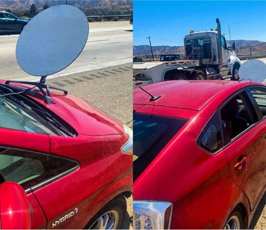 Pemandu Toyota Prius disaman pasang piring Starlink pada bonet depan untuk dapatkan internet