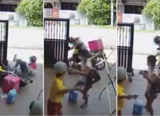 Dikejar anjing rider wanita Foodpanda rempuh pagar rumah…