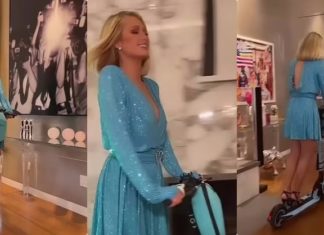 Penat berjalan, Paris Hilton guna skuter elektrik bergerak dalam rumah
