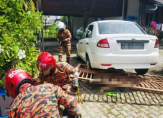 Seorang wanita cedera parah dihempap pintu pagar dan Proton Saga