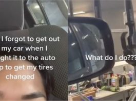 Diangkat mesin hidraulik tayar, lelaki ini bersembunyi dalam kereta gara-gara lupa keluar…