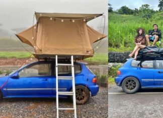 Pasang khemah bumbung pada Honda Civic EG, idea menarik buat kaki outdoor