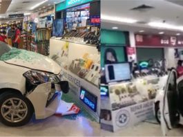 Tertekan pedal minyak, Myvi rempuh pasar raya dan langgar seorang pekerja makanan segera