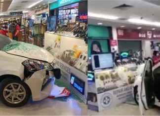 Tertekan pedal minyak, Myvi rempuh pasar raya dan langgar seorang pekerja makanan segera