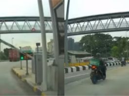 Degil lalu lorong kereta di plaza tol padahal lorong motor sebelah saja
