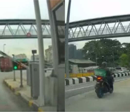 Degil lalu lorong kereta di plaza tol padahal lorong motor sebelah saja