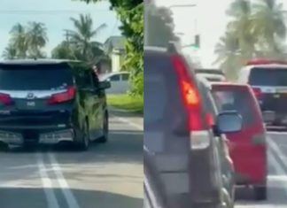 Toyota Alphard potong di garisan berkembar, bos dah lambat ke airport!