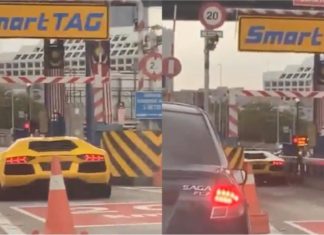 Elak bayar tol, Lamborghini Aventador ‘menyusup’ bawah palang?