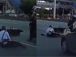 Gelojoh menyelit, rider langgar anggota trafik jaga lalu lintas