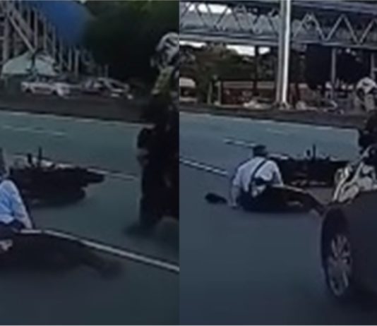 Gelojoh menyelit, rider langgar anggota trafik jaga lalu lintas