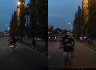 Pemandu nyaris langgar penunggang basikal seberang jalan mengejut, netizenpun sama geram..