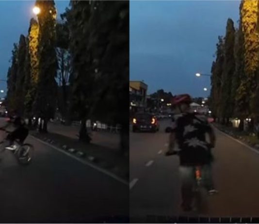 Pemandu nyaris langgar penunggang basikal seberang jalan mengejut, netizenpun sama geram..