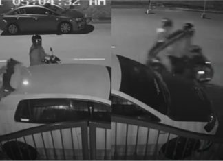 Hanya 10 saat rembat spoiler Perodua Myvi depan rumah