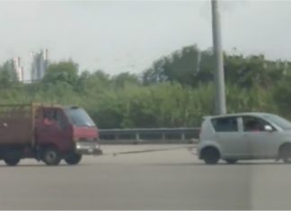 Myvi tunda lori di lebuh raya, King of the road power!!!