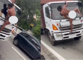 Lelaki warga asing berbogel panjat lori acah Spiderman, sakit mental!