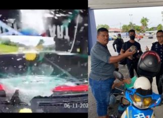 Tangan ‘nakal’ jejantas Malau akhirnya tertangkap ketika baling batu…