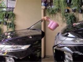 Pemilik ini ‘mandi bunga’ kereta baru beli, katanya elak musibah