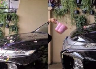 Pemilik ini ‘mandi bunga’ kereta baru beli, katanya elak musibah