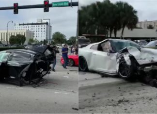 Nissan GT-R rempuh Tesla Model X sampai terbelah dua..