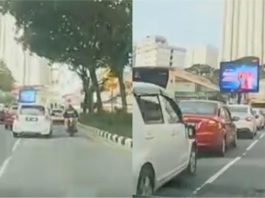 Polis cari rider ‘karate’ cermin sisi Perodua Myvi