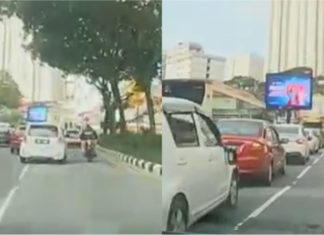 Polis cari rider ‘karate’ cermin sisi Perodua Myvi