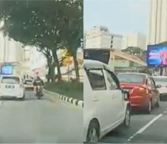 Polis cari rider ‘karate’ cermin sisi Perodua Myvi