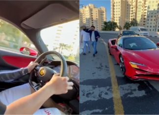 Teruja pandu uji Ferrari SF90 Stradale, pemandu rempuh penghadang jalan