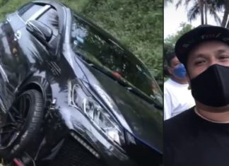 Perodua Myvi hitam Syuk Sahar terjun parit, netizen tak kasihan
