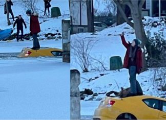 Santai swafoto sebelum kereta tenggelam, orang lain pula yang panik