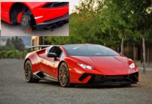 Tayar Lamborghini kena rembat, pencuri ganti dengan batu bata