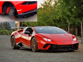 Tayar Lamborghini kena rembat, pencuri ganti dengan batu bata